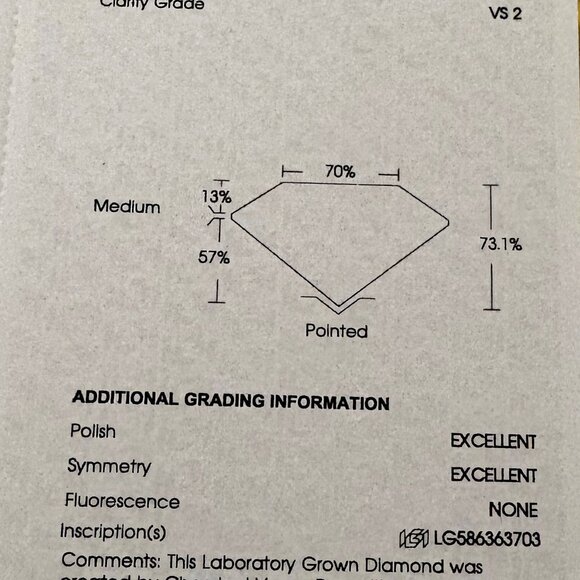 1.55 CT VS2 PRINCESS CUT LAB GROWN DIAMOND ENGAGEMENT RING 14K GOLD - Picture 10 of 11
